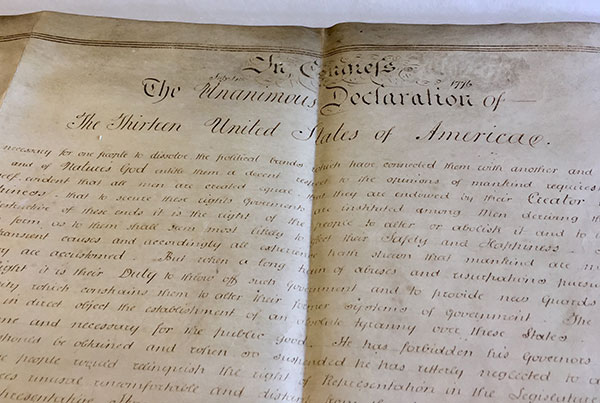 Обнаружен редкий экземпляр Декларации независимости