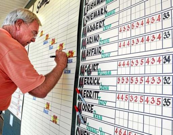 На счётном табло гольф-тура Travelers Championship появились каллиграфические надписи