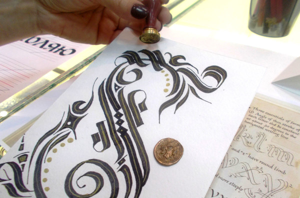 Calligraphy and cadel flourishing at Broad Pen crash course
