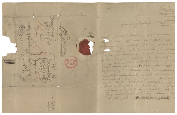 Редкое рукописное письмо Людвига ван Бетховена