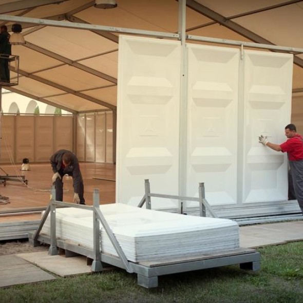 Building of pavilions for the III International Exhibition of Calligraphy