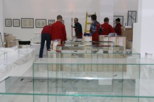 Preparations for the opening of the new exposition Preparations for the opening of the new exposition