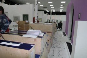 Preparations for the opening of the new exposition Preparations for the opening of the new exposition
