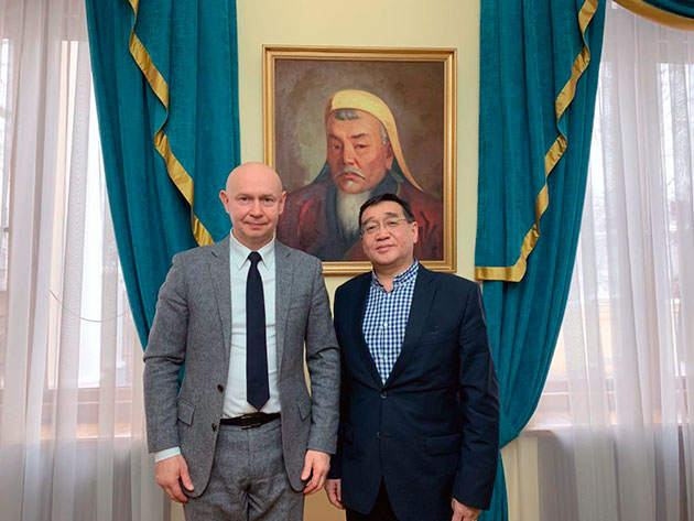 Director of the World Calligraphy Museum Aleksey Shaburov visited the Embassy of Mongolia in Russian Federation