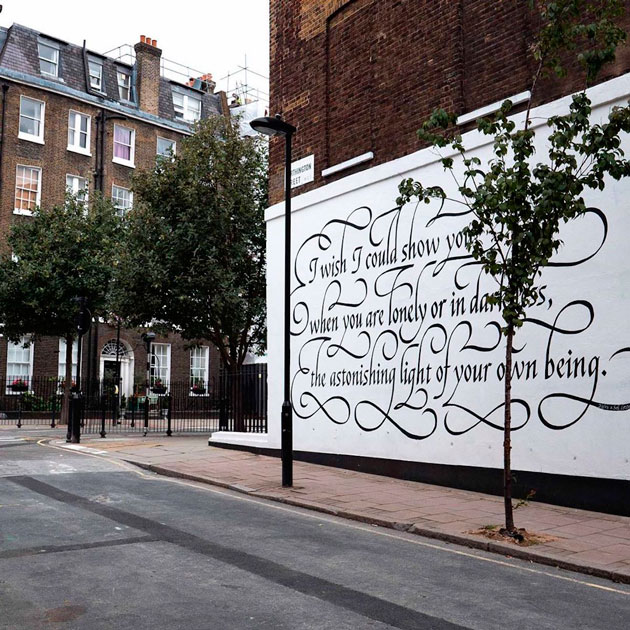 Elegant Calligraphy Mural Greets Passersby With an Uplifting Quote From a 14th Century Poet